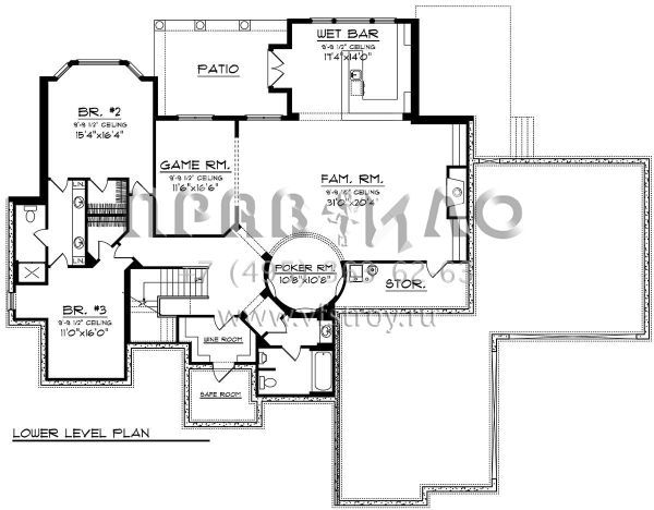 Проект одноэтажного дома с гаражом на три и более машин в американском стиле S5-464 (1020-00272)