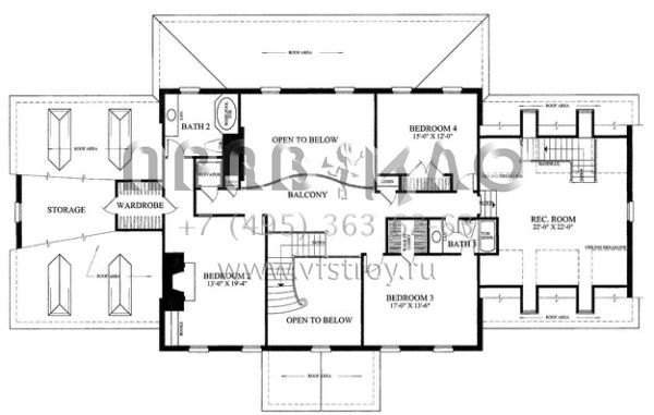 Проект двухэтажного дома с гаражом на две машины в стиле Ранчо S5-399 (7922-00180)