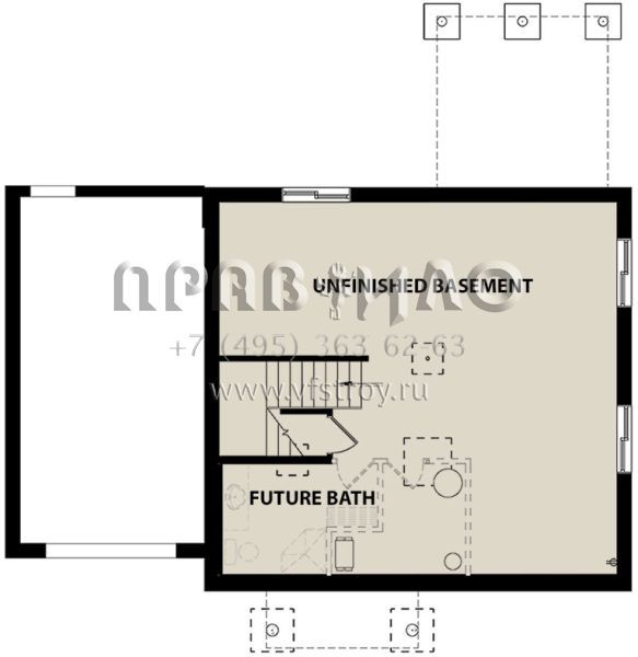 Проект двухэтажного дома с цокольным этажом и гаражом на одну машину  S5-158 (034-01147)