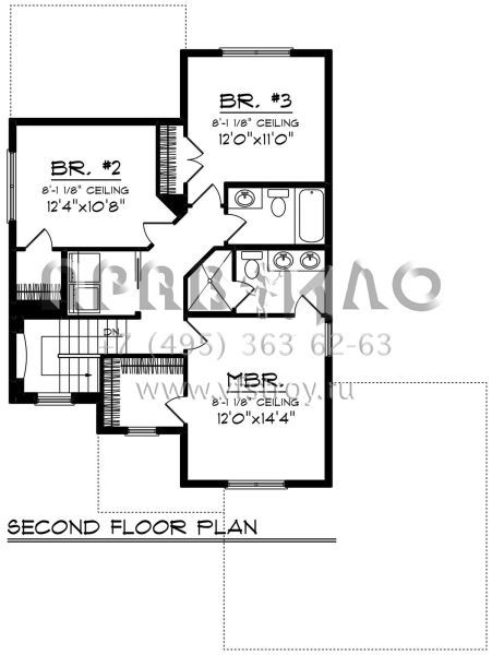 Проект двухэтажного дома с гаражом на две машины в американском стиле S5-149 (1020-00025)