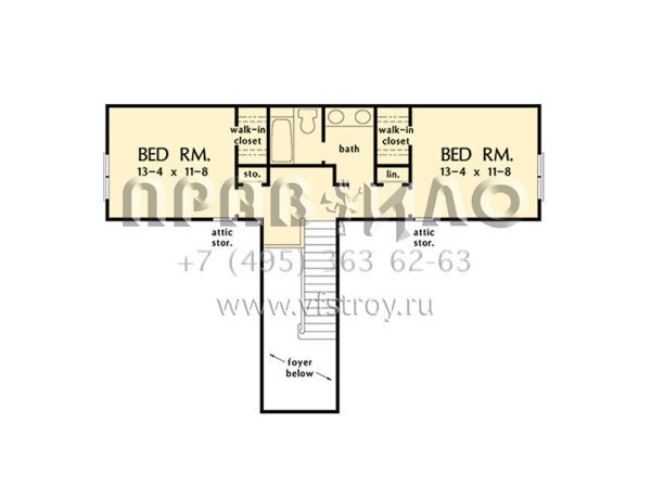 Проект двухэтажного дома с гаражом на две машины в стиле Ранчо S5-203 (2865-00335)