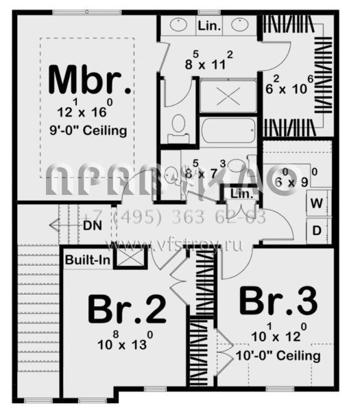 Проект двухэтажного дома с гаражом на две машины в американском стиле S5-170 (963-00792)