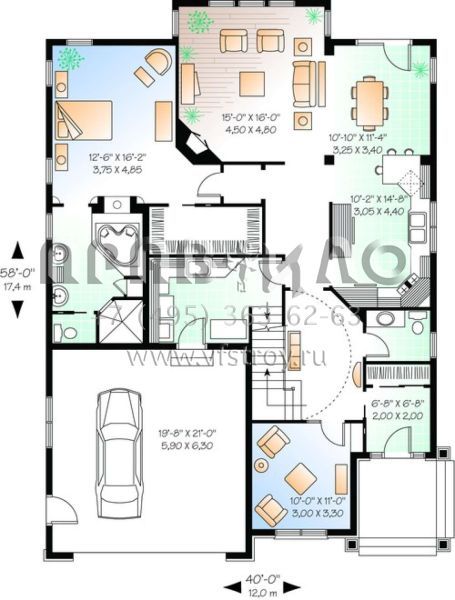 Проект двухэтажного дома с гаражом на две машины в английском стиле S5-238 (034-00400)