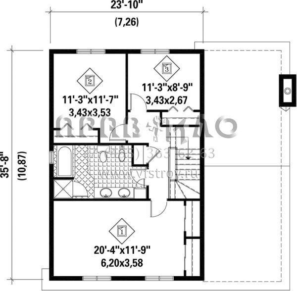 Проект двухэтажного дома с гаражом на одну машину в стиле Ранчо S5-164 (6146-00189)