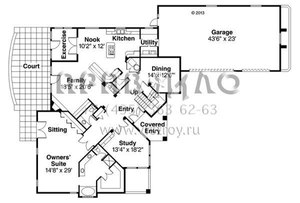 Проект двухэтажного дома с гаражом на три и более машин в прибрежном стиле S5-303 (035-00687)