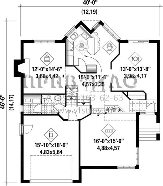 Проект двухэтажного дома с гаражом на одну машину в современном стиле S5-226 (6146-00067)