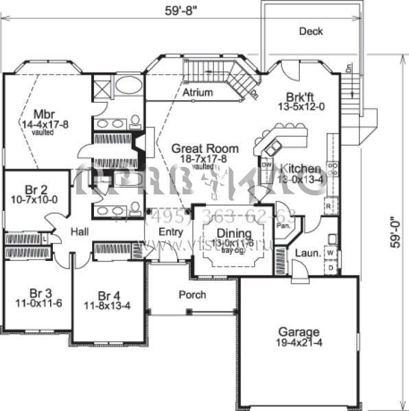 Проект одноэтажного дома с гаражом на две машины в стиле Ранчо S5-303 (5633-00082)