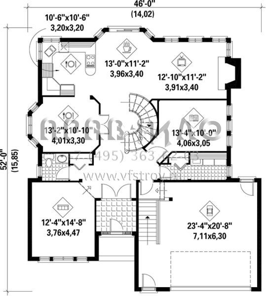 Проект двухэтажного дома с гаражом на две машины в английском стиле S5-243 (6146-00073)