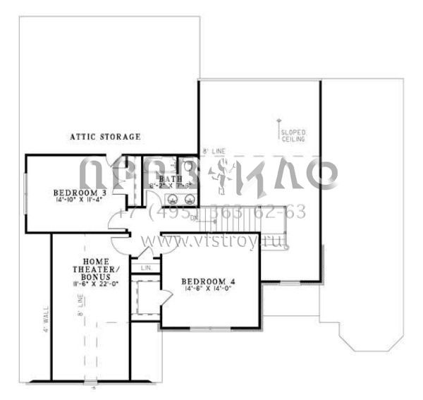 Проект двухэтажного дома с гаражом на две машины в стиле Ранчо S5-240 (110-00760)