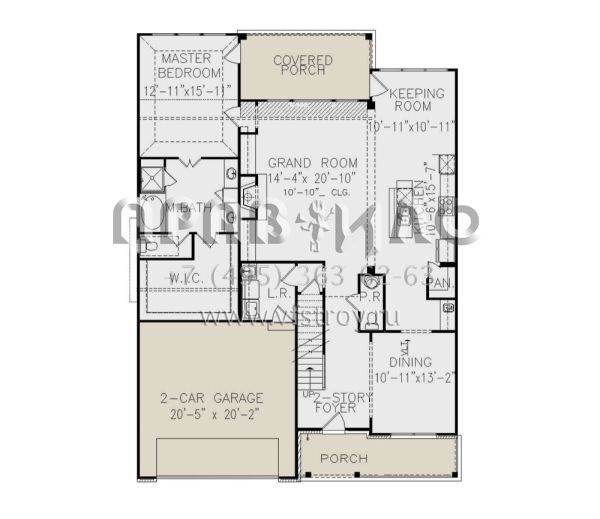 Проект двухэтажного дома с гаражом на две машины в стиле Ранчо S5-283 (699-00361)