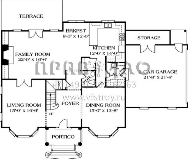 Проект двухэтажного дома с гаражом на две машины в стиле Ранчо S5-283 (3323-00180)