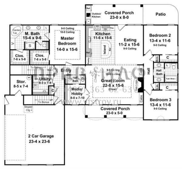 Проект одноэтажного дома с гаражом на две машины в английском стиле S5-188 (348-00111)