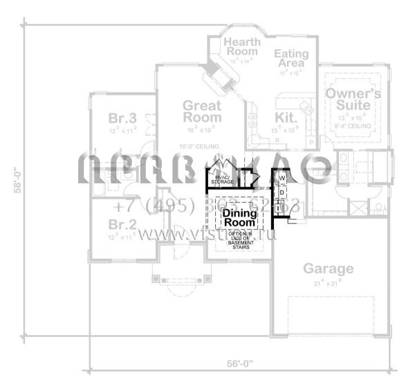 Проект одноэтажного дома с гаражом на две машины в стиле Ранчо S5-178 (402-00100)