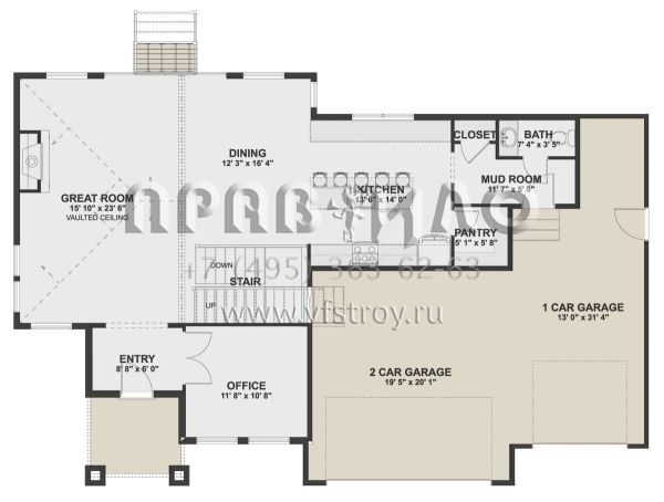 Проект двухэтажного дома с гаражом на три и более машин в современном стиле S5-237 (2802-00106)