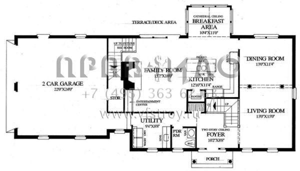 Проект двухэтажного дома с гаражом на две машины в стиле Ранчо S5-219 (7922-00151)