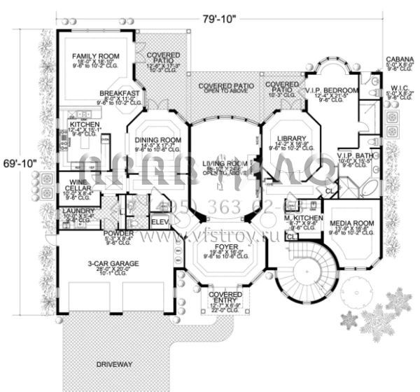 Проект двухэтажного дома с гаражом на три и более машин в прибрежном стиле S5-635 (168-00091)