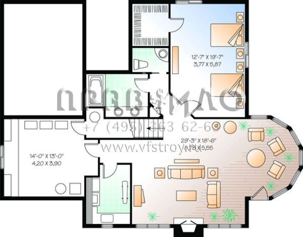 Проект одноэтажного дома с гаражом на одну машину в скандинавском стиле S5-260 (034-00959)