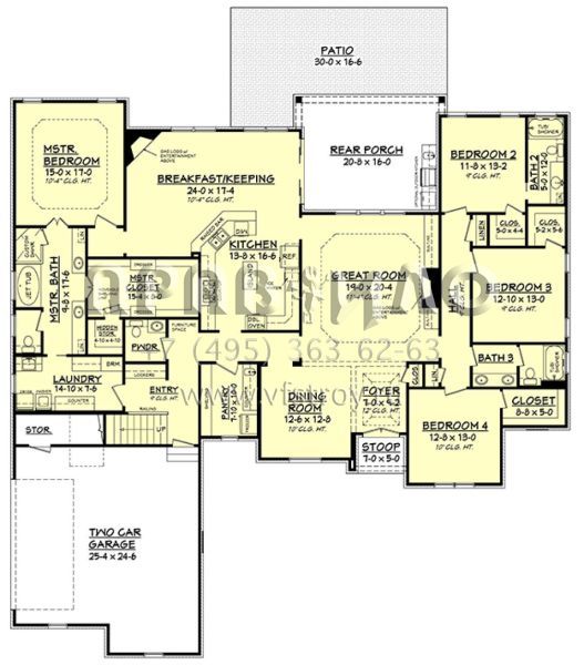 Проект одноэтажного дома с гаражом на две машины в английском стиле S5-305 (041-00132)