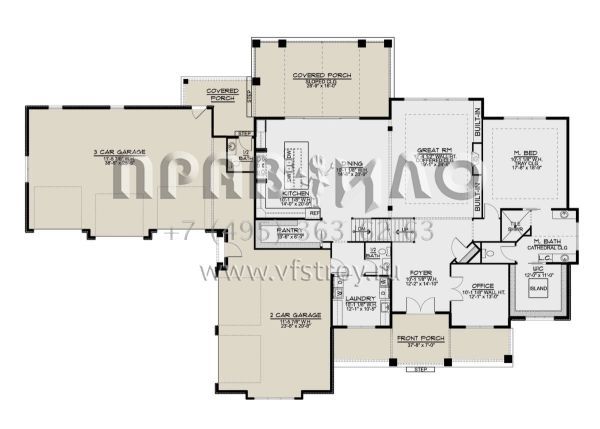 Проект двухэтажного дома с гаражом на три и более машин в современном стиле S5-483 (5032-00096)