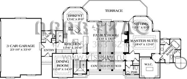 Проект одноэтажного дома с гаражом на три и более машин в прибрежном стиле S5-379 (3323-00407)