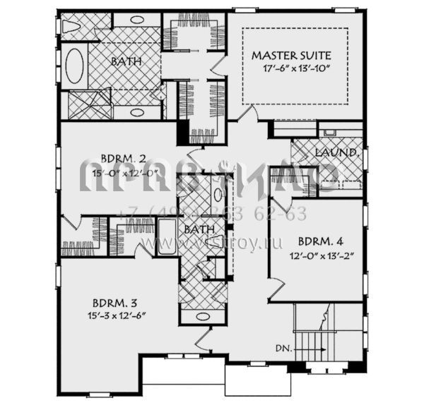 Проект двухэтажного дома с гаражом на две машины в стиле Ранчо S5-289 (8594-00207)
