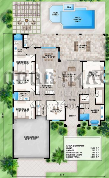 Проект одноэтажного дома с гаражом на две машины в прибрежном стиле S5-223 (207-00082)