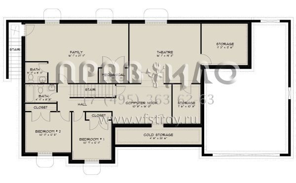 Проект одноэтажного дома с гаражом на две машины в стиле Ранчо S5-173 (2802-00044)