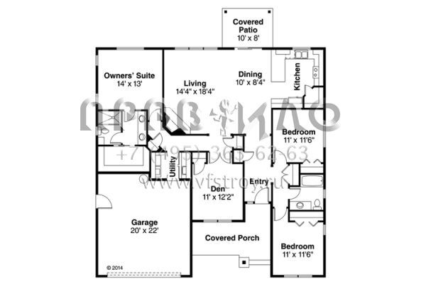 Проект одноэтажного дома с гаражом на две машины в американском стиле S5-169 (035-00750)