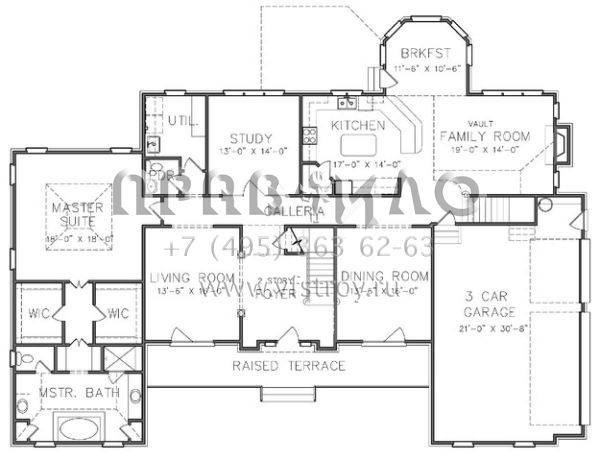 Проект двухэтажного дома с гаражом на три и более машин в английском стиле S5-427 (6819-00015)