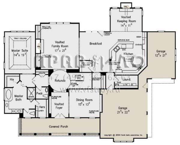 Проект двухэтажного дома с гаражом на три и более машин в стиле Ранчо S5-364 (8594-00314)