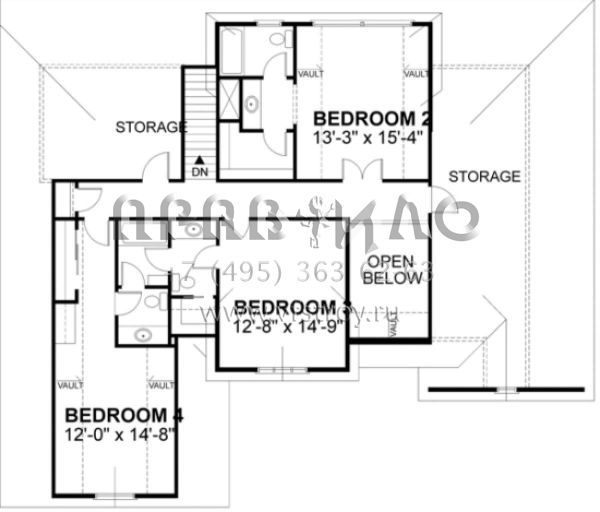 Проект двухэтажного дома с гаражом на две машины в стиле Ранчо S5-280 (036-00144)