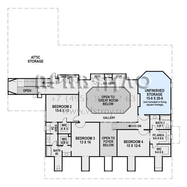 Проект двухэтажного дома с гаражом на три и более машин в стиле Ранчо S5-415 (4195-00035)