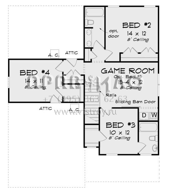 Проект двухэтажного дома с гаражом на две машины в стиле Ранчо S5-214 (4848-00360)
