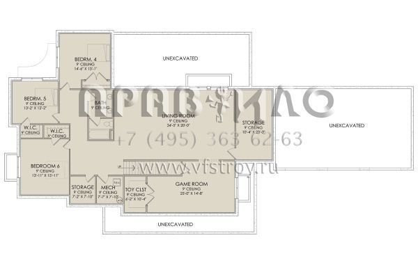 Проект одноэтажного дома с гаражом на три машины с подвалом S5-259 (6422-00079)