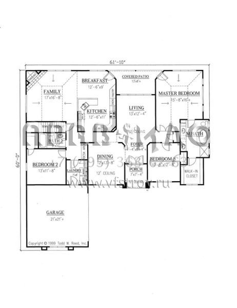 Проект одноэтажного дома с гаражом на две машины в стиле Ранчо S5-199 (286-00032)