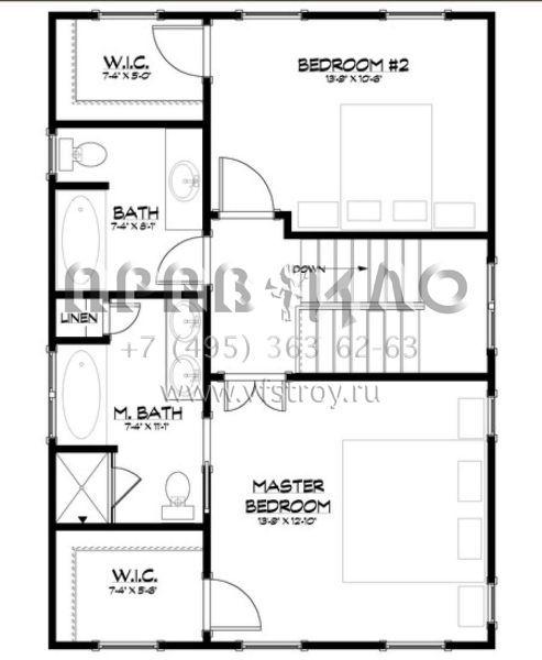 Проект двухэтажного дома без гаража в американском стиле S5-125 (5738-00009)