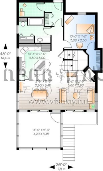 Проект двухэтажного дома без гаража в современном стиле S5-138 (034-00147)