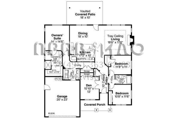 Проект одноэтажного дома с гаражом на две машины в стиле Ранчо S5-187 (035-00753)
