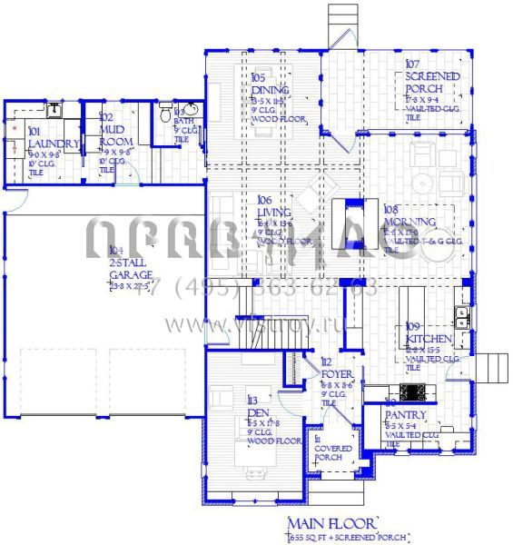 Проект двухэтажного дома с гаражом на две машины в стиле Готика S5-309 (1637-00132)