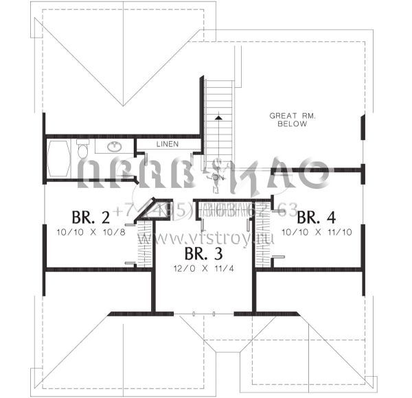 Проект двухэтажного дома с гаражом на две машины в стиле Ранчо S5-173 (2559-00272)