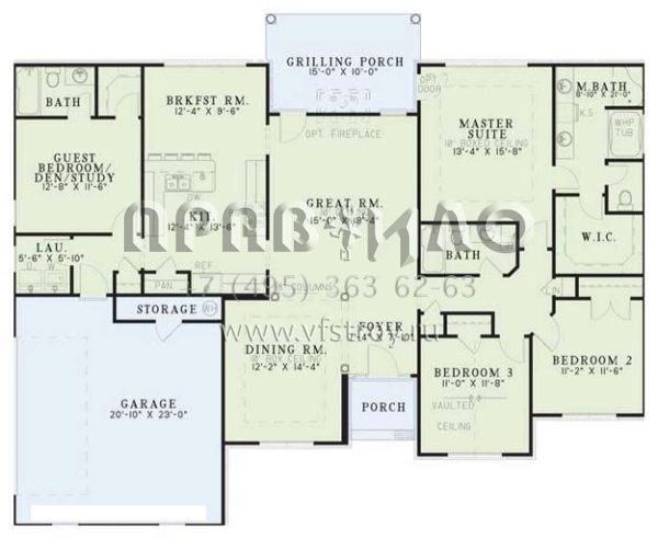 Проект одноэтажного дома с гаражом на две машины в стиле Ранчо S5-188 (110-00369)