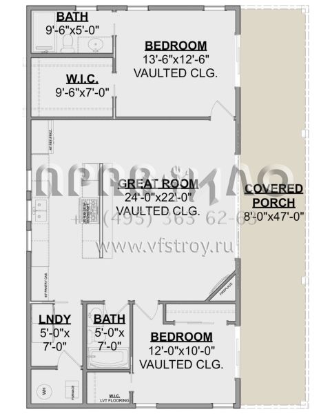 Проект одноэтажного дома без гаража в современном стиле S5-109 (1462-00045)