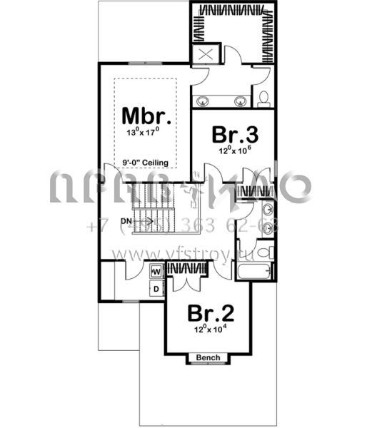 Проект двухэтажного дома с гаражом на две машины в стиле Ранчо S5-181 (963-00226)