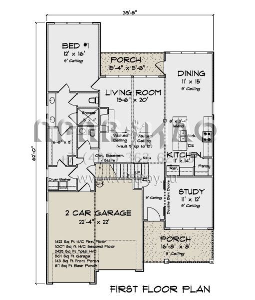 Проект двухэтажного дома с гаражом на две машины в стиле Ранчо S5-226 (4848-00367)