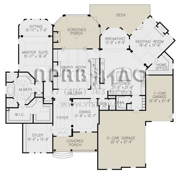 Проект двухэтажного дома с гаражом на три и более машин в стиле Ранчо S5-492 (699-00325)