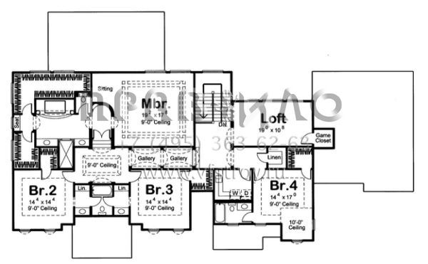 Проект двухэтажного дома с гаражом на три и более машин в стиле Ранчо S5-424 (963-00127)