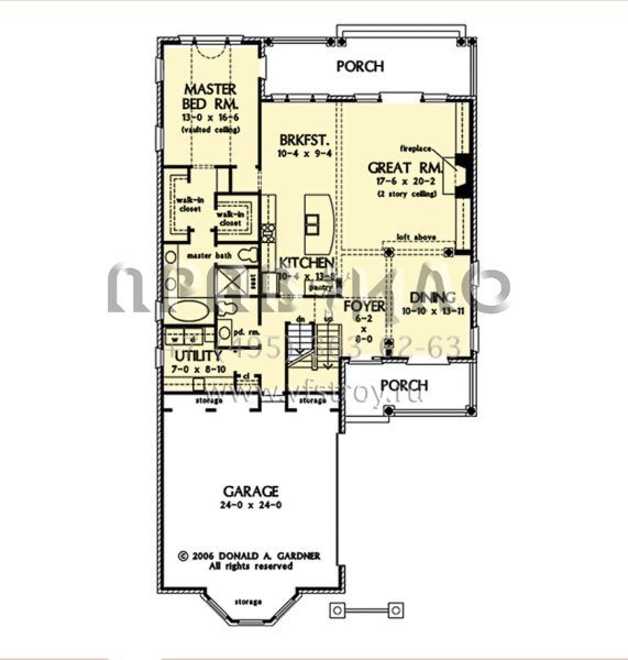 Проект двухэтажного дома с гаражом на две машины в стиле Ранчо S5-276 (2865-00317)