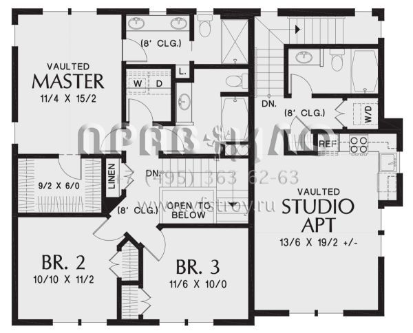 Проект двухэтажного дома с гаражом на одну машину в американском стиле S5-208 (2559-00857)