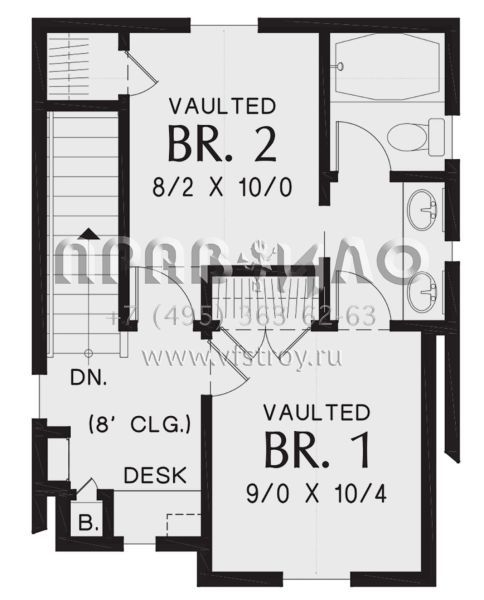 Проект двухэтажного дома с гаражом на одну машину в американском стиле S5-75 (2559-00885)