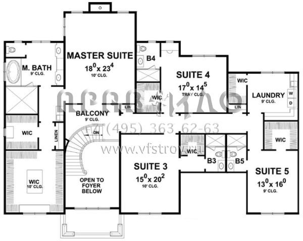 Проект двухэтажного дома с гаражом на три и более машин в стиле Ранчо S5-532 (402-01470)
